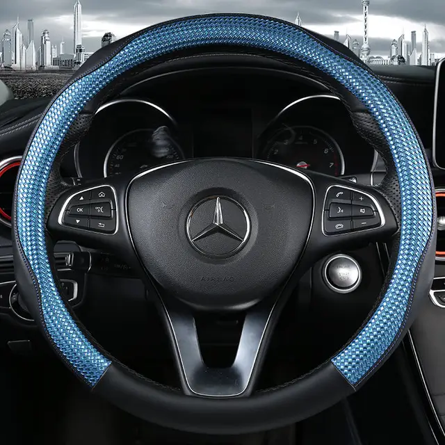 Shiny Leather Car Steering Wheel Cover Durable Breathable Anti slip