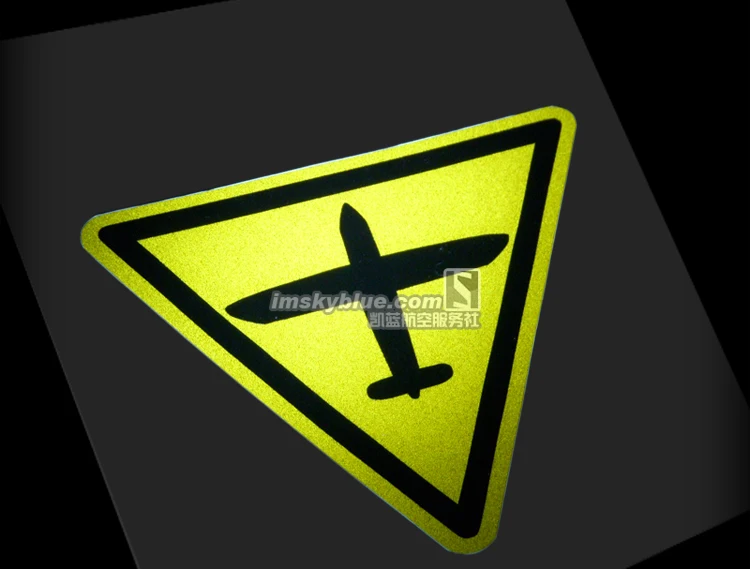 

1PCS Yellow Triangle Sticker Aviation Airplane Sticker Water Proof Light Reflecting for Luggage Fridge