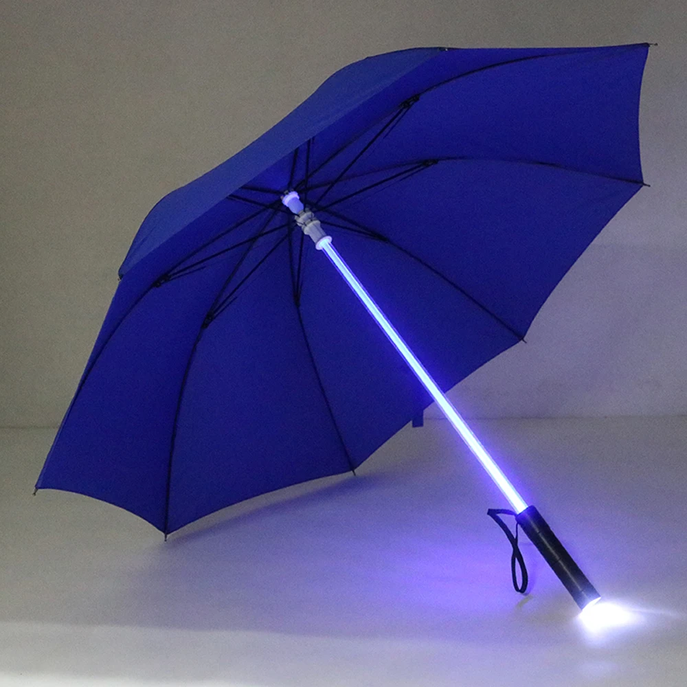 

2019 New Colorful LED Flashlight Umbrella for Night Protection Amusement Park Transparent LED Flash Light Umbrella Outdoor Tools