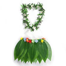2 шт. Гавайская имитирующая юбка с тропическими листьями венок зеленая гирлянда для пользовательских пляжных праздников вечерние украшения