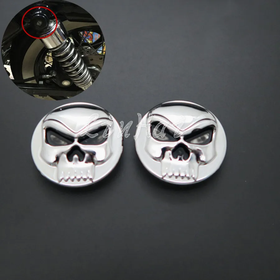 Motorcycle Chrome Skull Rear Shock Bolt Cover Kit For Harley Sportster