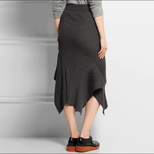 TWOTWINSTYLE, трикотажная юбка русалки большого размера, Женская Осенняя, зимняя, до колена, с высокой талией, сексуальная, с разрезом, женская, нестандартная юбка, одежда