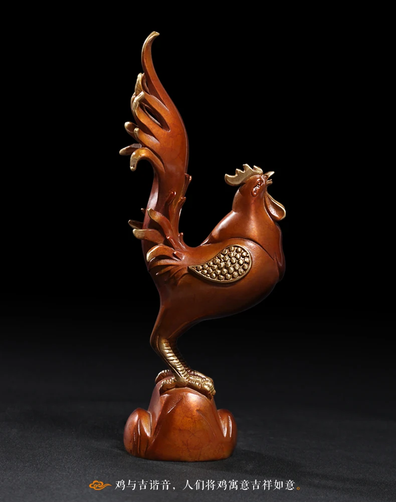 A stunning pure copper chicken golden rooster creative golden