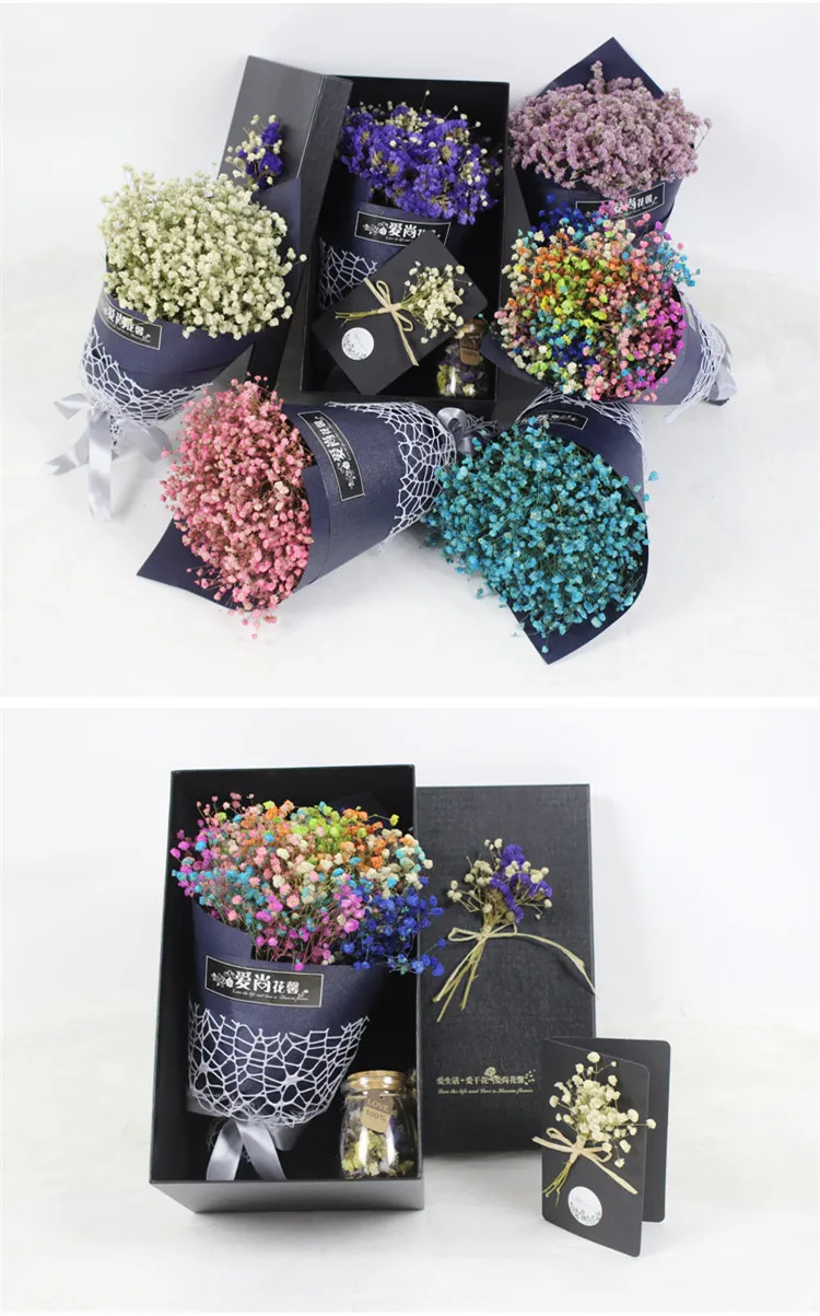 Flone Creative Gypsophila Dried Flower Bouquet Gift Dried Flowers Simulation Gypsophila Gift Box Valentine's Day Gifts Flower (2)