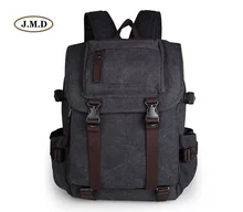 J.M.D Men's Fashion Canvas Schoolbag Travel Backpack College Student Backpack Laptop Bags 9023A 9023C 9023K 9023N durable casual canvas laptop backpack blue color shoulders bag 9023k
