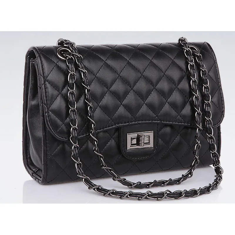 2018 Black Women Shoulder Bags Female Party Crossbody Chain Bag Plaid Handbag Quilted Sac A Main Femme Women Leather Handbags