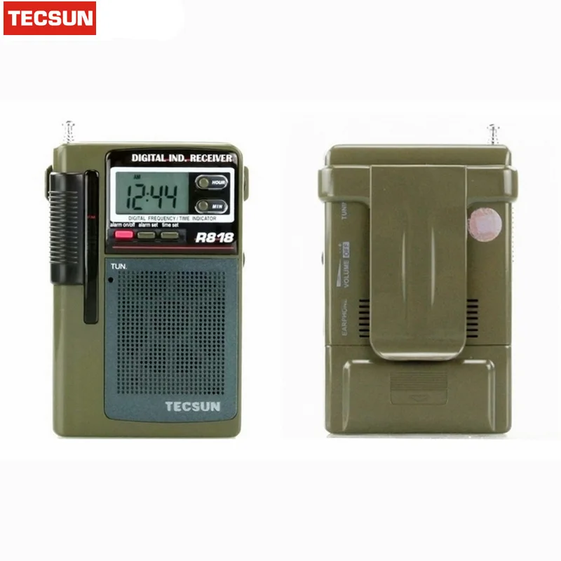 Качество Tecsun R-818 радио FM карман FM/СВ/КВ приемник полный диапазон цифровой будильник+ Внешняя антенна Портативный радио FM Y4138G