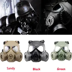 Тактический Защита маски анфас Airsoft смолы маски с двойной вентилятор для CS Косплэй Пейнтбол защита игры Респиратор маска