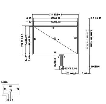 

12.1inch Resistive Touch Screen Panel 203.2mmx266mm 4Wire USB kit for monitor