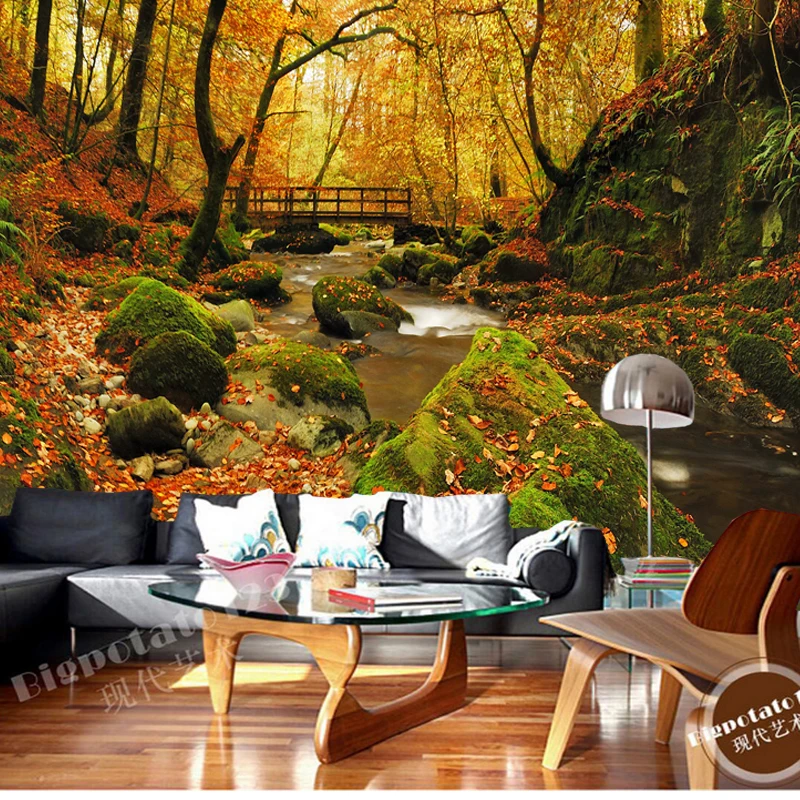 

Large natural scenery papel de parede, autumn forest, 3D photo mural for the living room sofa dining room wall wallpaper PVC