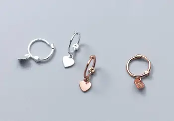 

very Tinny Small 5mm polished heart Hoop Huggie earrings dangle 100% Real. Sterling Silver 925 Fine Jewelry gtle2129