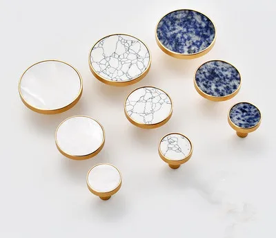 

Round Marble brass cabinet pulls/Kitchen Drawer Cabinet Handle Furniture Knobs Hardware Cupboard Pull