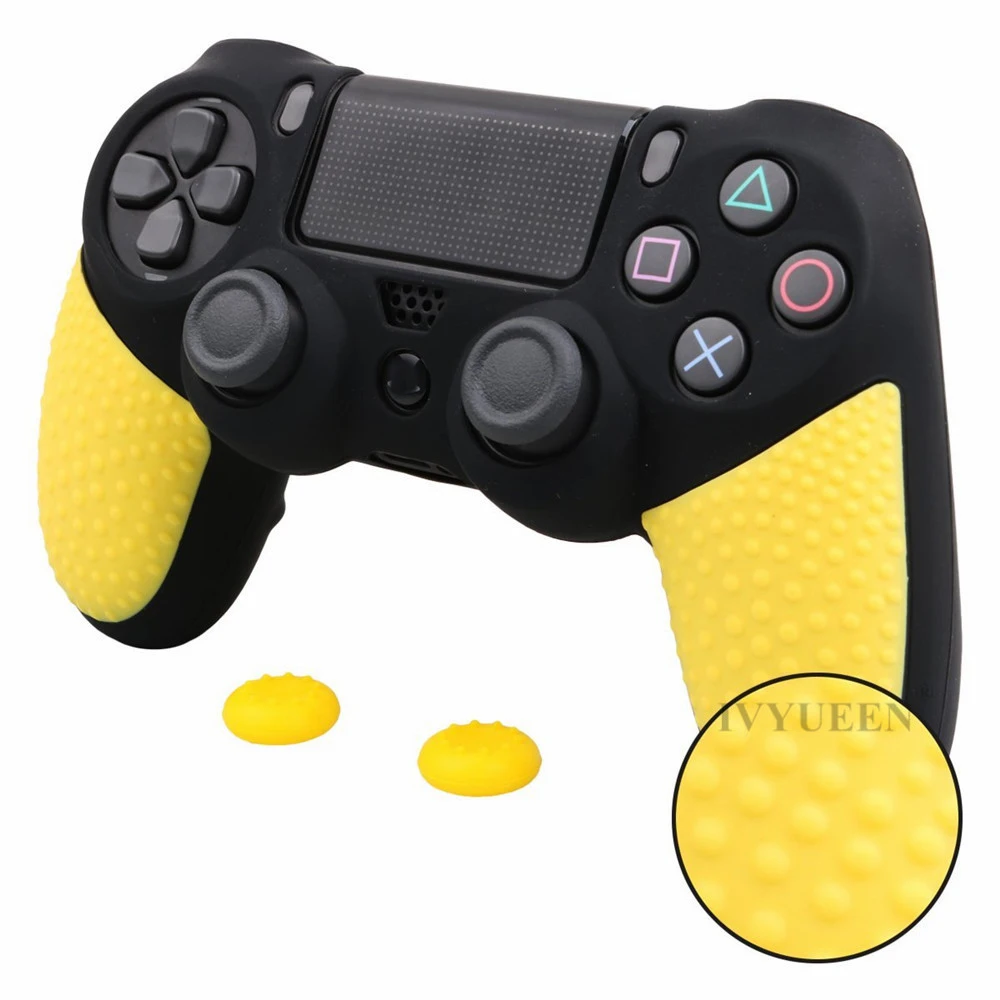 IVYUEEN Противоскользящий силиконовый чехол для Dualshock 4 PS4 DS4 PRO тонкий защитный чехол для контроллера с 2 захватами для большого пальца