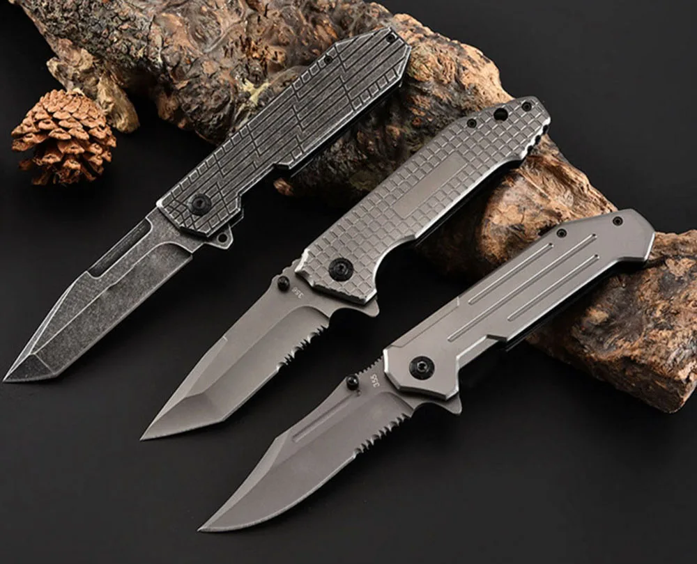 LION WOLVES D129 Camping Hunting Outdoor Folding Blade Knife 440C Stainless Steel Survival Pocket Knives Tactical Fishing Tools