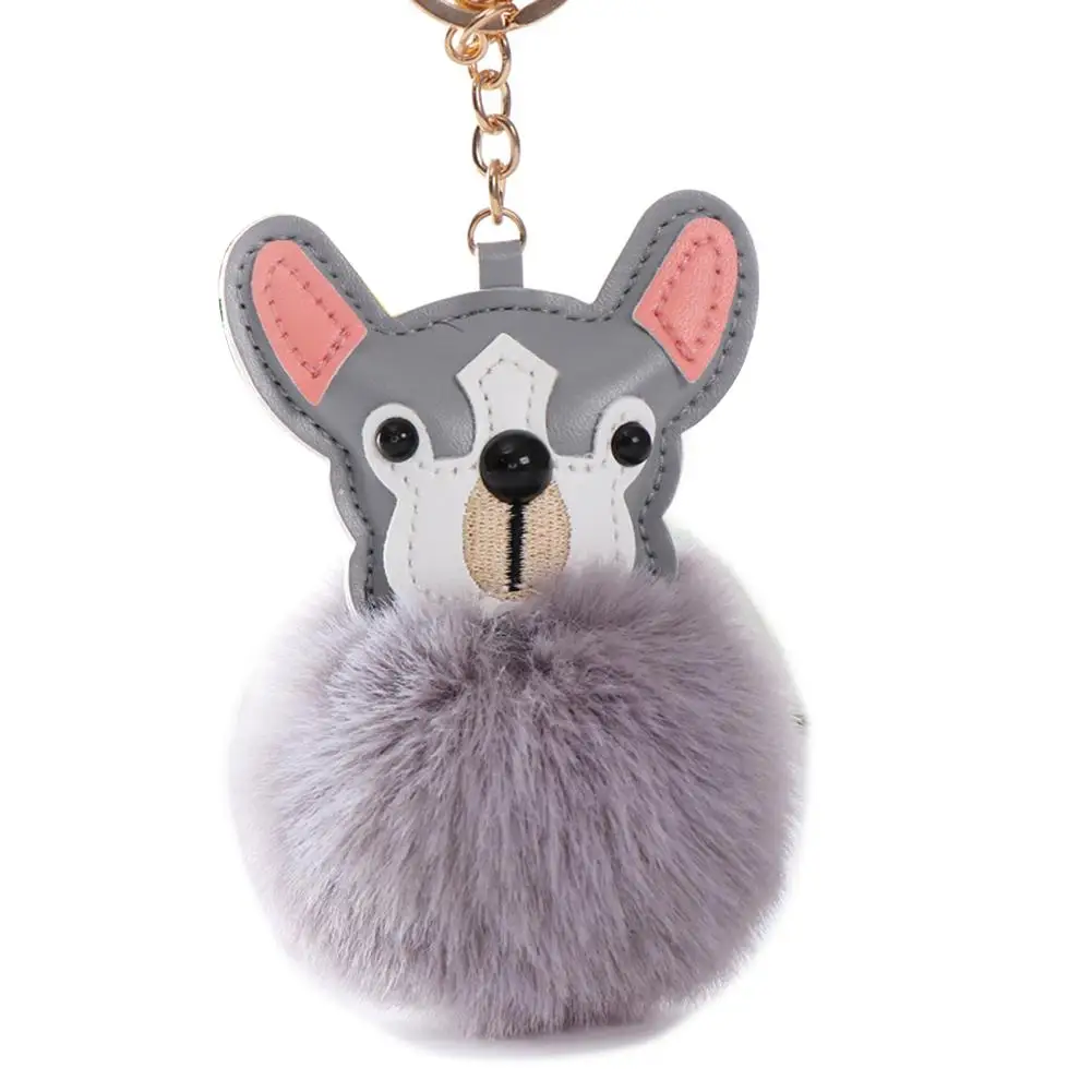 Lovely Cartoon Dog Pompom Key Ring Holder Keychain Women Gift Backpack Ornament | Украшения и аксессуары