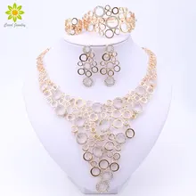 Ювелирные украшения Наборы для ухода за кожей для Для женщин партии Интимные аксессуары золотой Цвет Африканский Бусины Цепочки и ожерелья Серьги браслет Кольца набор свадебные