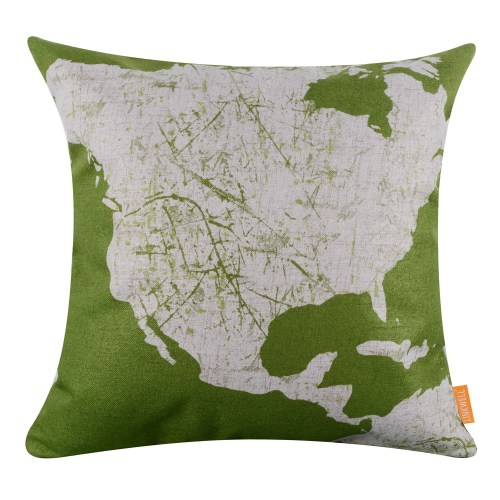 LINKWELL Free Shipping 45*45cm World Map Green American Map Throw