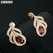 ZHHIRY натуральный гранатовый камень серьги Настоящее 925 пробы серебряные серьги свадебные женские ювелирные изделия