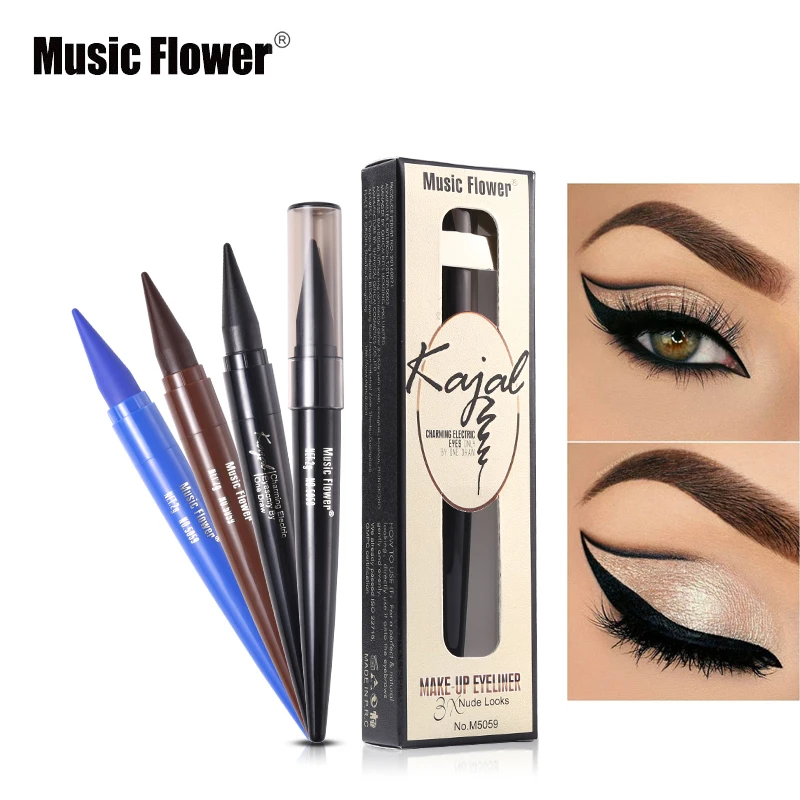Подводка для глаз Music Flower Kajal черная синяя подводка крем макияжа водостойкий