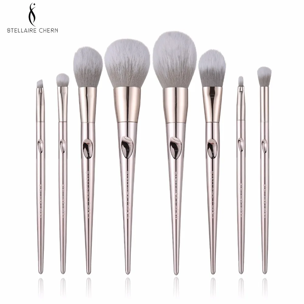 

SC Pro2 unicorn 8pcs Metal Makeup Brushes Set Rose Gold Face Foundation Powder Eyeshadow Blush make up brushes Lip Kit Maquiagem