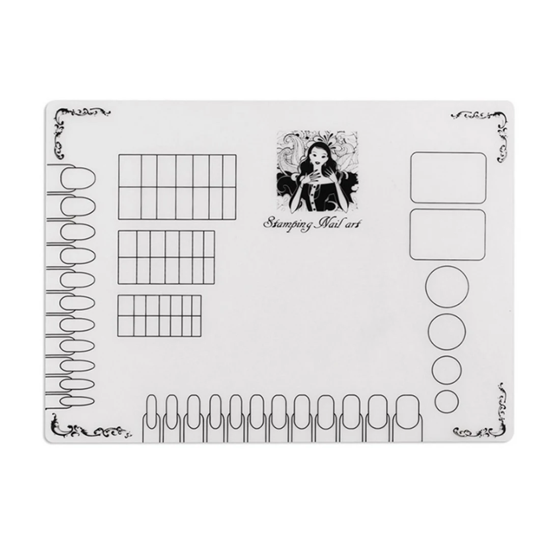 

Newest Clear Silicone Pad Fingernails Mat Table Draw Colors Stamping Nail Practise Mat Portable Washable Nail Art Transfer Tool