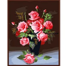 Красивая Роза vsae печатных DIY цифровой живописи маслом по номерам ручная роспись маслом 40x50 см без Рамки