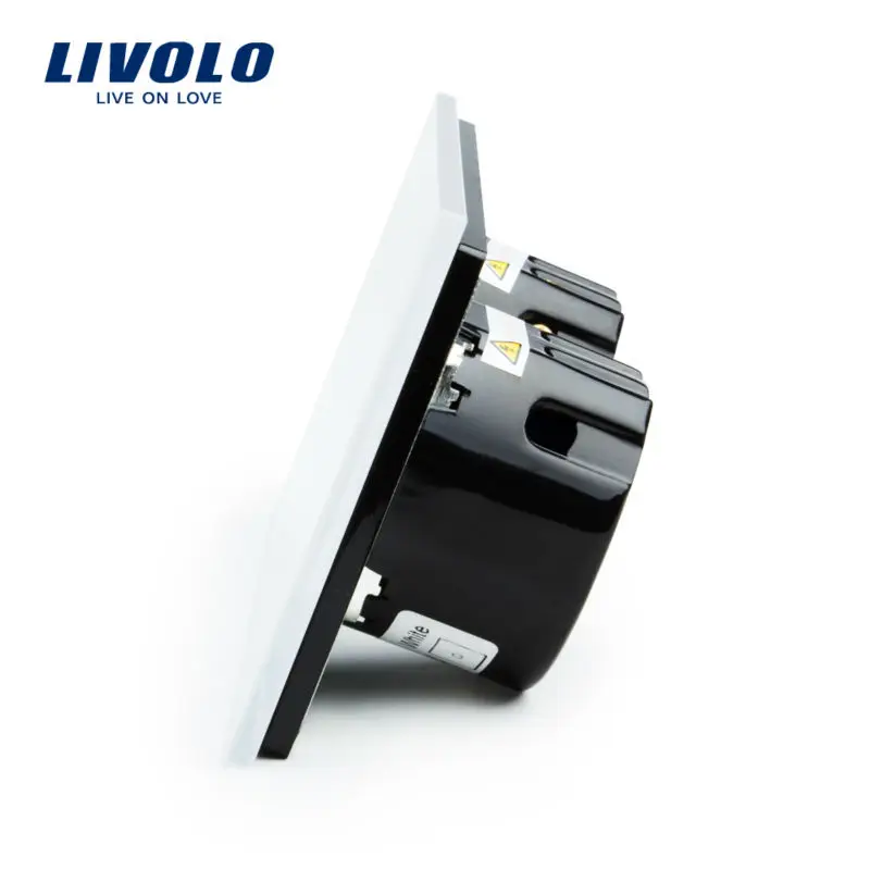 Сенсорный выключатель Livolo 2 клавиши левая + 1 клавиша правая белая панель из