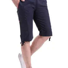 Новые летние модные хлопковые однотонные, до колена slim Fit Повседневное штаны карго с множеством карманов мужские трусы брюки мужские