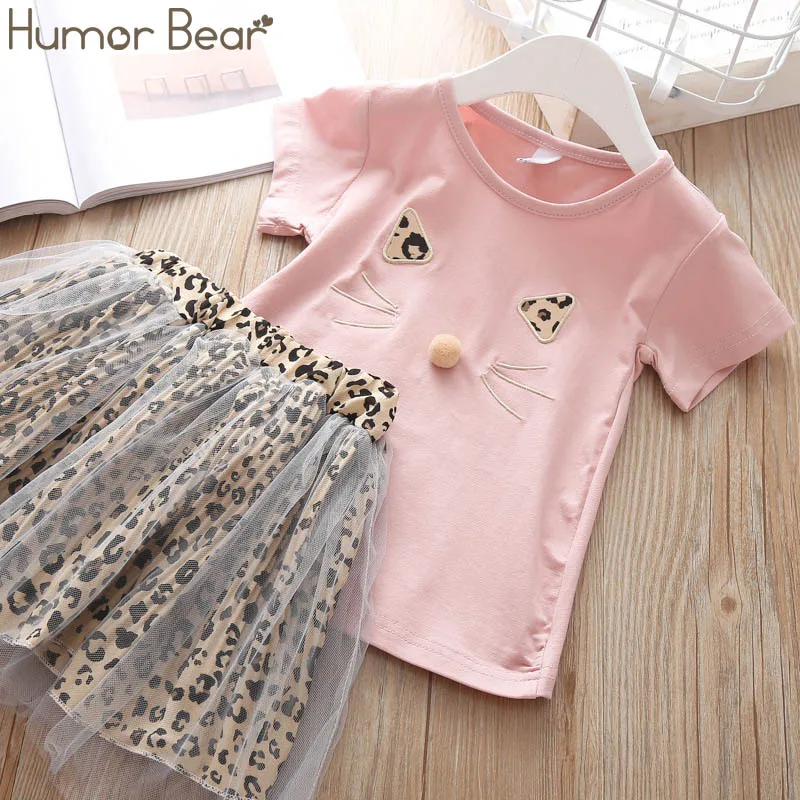 Humor bear/Одежда для девочек; коллекция года; брендовые комплекты одежды для девочек; детская одежда ручной работы с цветочным узором; детская одежда; топы для девочек+ юбка - Цвет: BZ266I pink