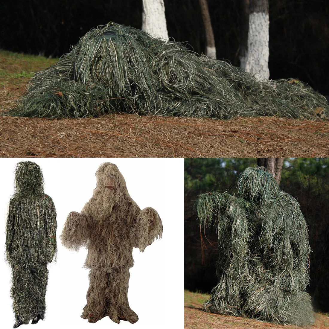 Горячая Регулируемый размер унисекс камуфляж костюмы лесной одежды Ghillie костюм для охоты армейский Военный Тактический снайперский набор