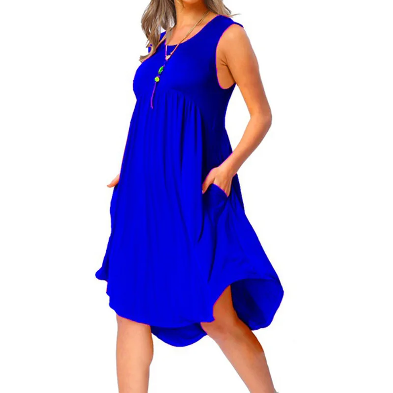 

New Fashion 2018 Summer Dress Women Over Sized 6XL Sleeveless Women Dress Causal O-neck 6colors Party Dresses Vestidos 1 H8