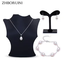 ZHBORUINI, Модные Ювелирные наборы с жемчугом, капли воды, натуральный пресноводный жемчуг, 925 пробы, серебряные ювелирные изделия, ожерелье для женщин