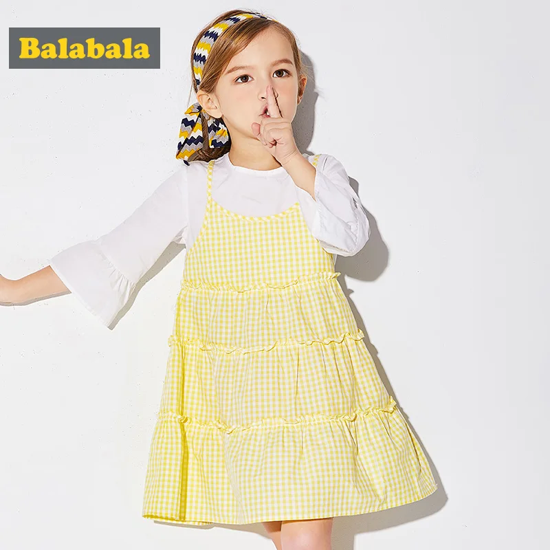 Balabala children's dresses for girls enfant kids costume cotton a-line dresses girls three quarter flare sleeve princess dress stomacher balabala 27692150905 2015