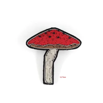 

DIY New High quality 3D Hand embroidered badges Red mushrooms Armband applique for Coat Trousers Bag Brooch