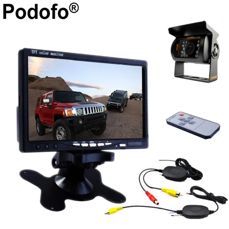 

Podofo 12V - 24V Car Rear View Wireless Backup Camera Kit + 7" TFT LCD Monitor For Truck / Van / Caravan / Trailers / Campers