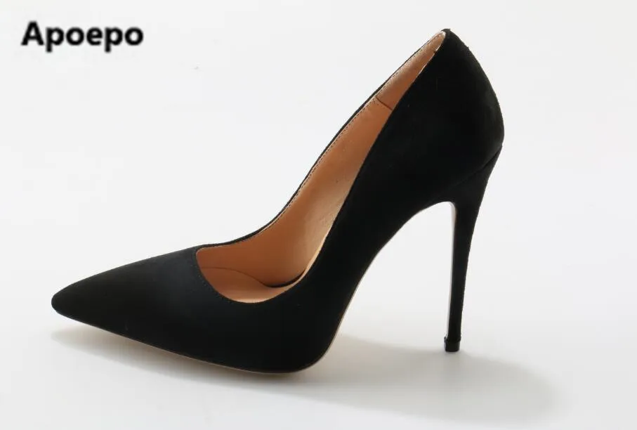 zapatos mujer tacon 2017 pumps sexy pointed toe 1012 cm high heels pumps black suede party pumps escarpins femme size 36-42