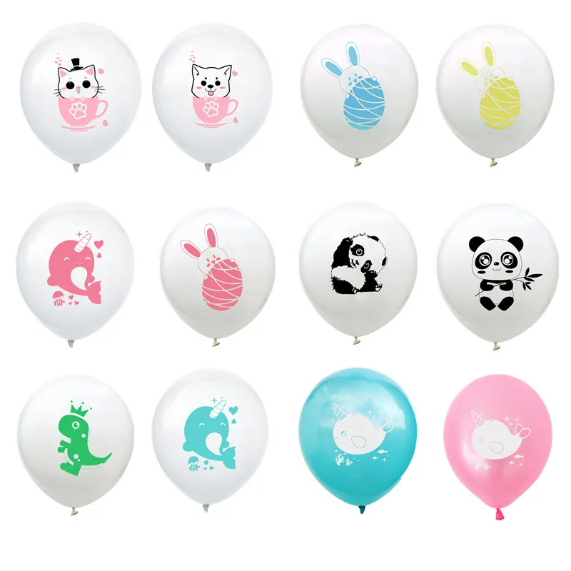 

10pcs 12inch Cute Teacup Cat Dog Panda Latex Balloons Dinosaur Cartoon Balloons Baby Shower Kids Birthday Wedding Party Decor