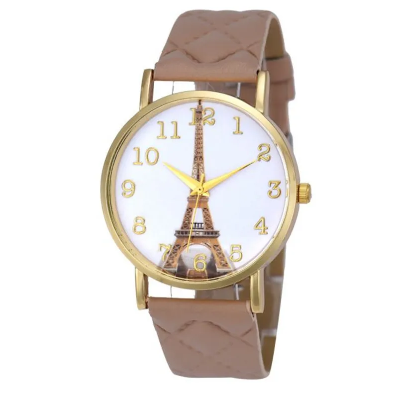 Fashion Women Paris Eiffel Tower Women Faux Leather Analog Quartz Wrist Watch Casual Watch Clock Montre Femme #2AP26 (3)