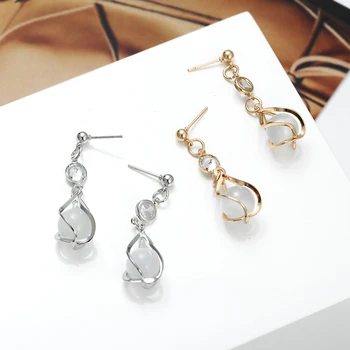 

Natural Crystal Earrings For Women Lovely Girl Long Earrings Metal Clear Stone Romantic Wedding Jewelry Wholesale