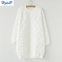 Hrizip Automne Coréenne Coton Chandail Polka Dot Enceinte Robe De Maternité Vêtements Manches Longues Blanc Noir Couleur Plus La Taille Robes