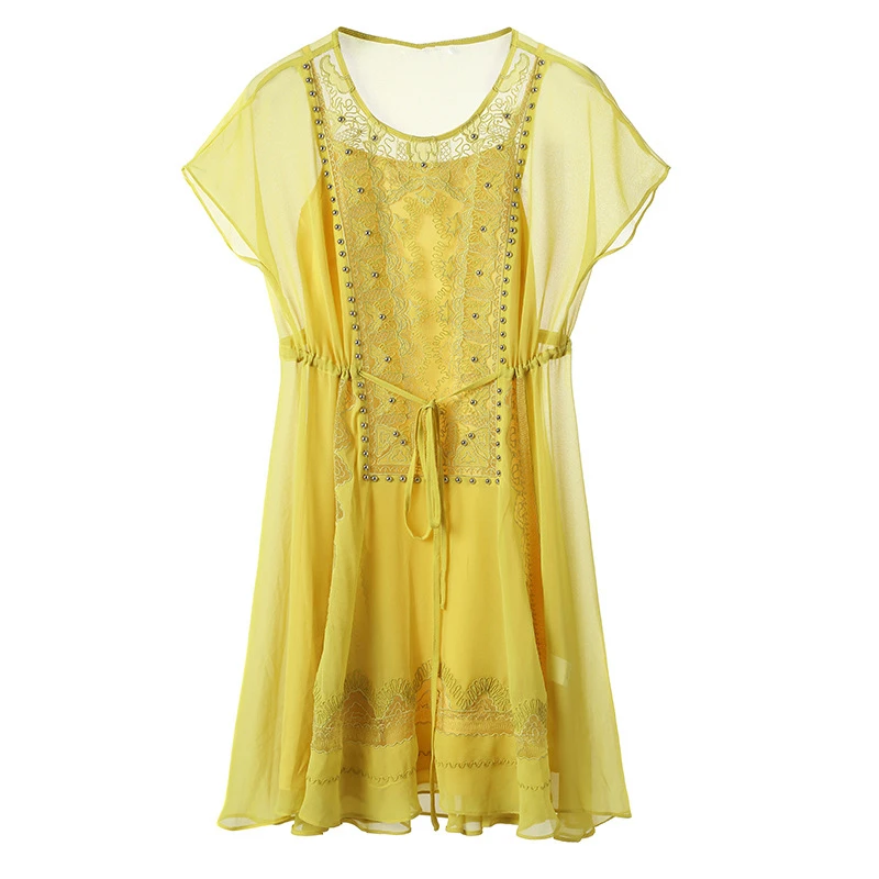 OFTBUY Short Sleeves Female Chiffon Dress 2017 Casual Summer Women O Neck Bead Mesh Lace Embroidery White Loose Dresses In From Womens OFTBUY Short Sleeves Female Chiffon Dress 2017 Casual Summer Women O Neck Bead Mesh Lace Embroidery White Loose Dresses In From Womens