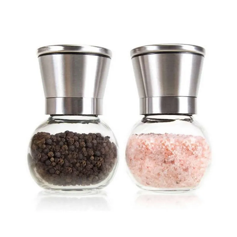 New Manual Stainless Steel Salt Pepper Mill Glass Bottle Grinder Spice Grinder Pepper Shaker Kitchen Tool Pepper Grinder 01