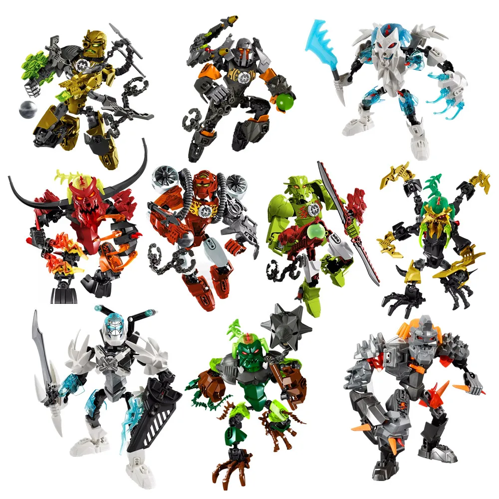 

Bionicle Hero Factory 6.0 Breez Rocka Bulk Furno 3D Robot figures Building Block Sets Toys for children Compatible with Lego