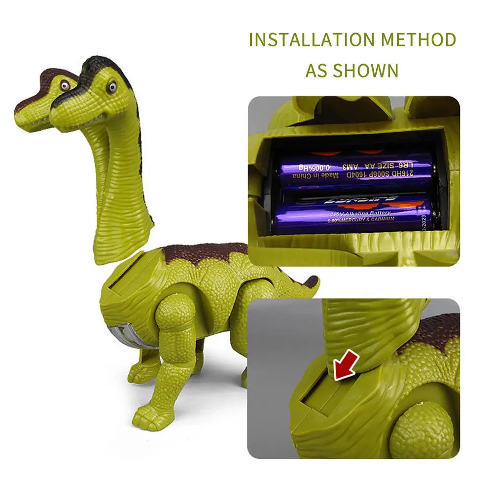 Электрические динозавры детские игрушки двуглавый динозавр Автоматическая прогулочная электронная игрушка со световым звуковым