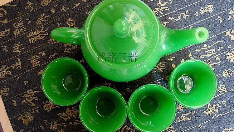 Афганский белый нефрит чайный кунг-фу Чай горшок Чай комплект зеленый Чай горшок Чай комплект