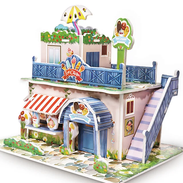 Children DIY 3D Assembled House Toy Manual House Simulation  Villa Puzzle Castle Building Fun Puzzle Foam Board For Kids Gift 5