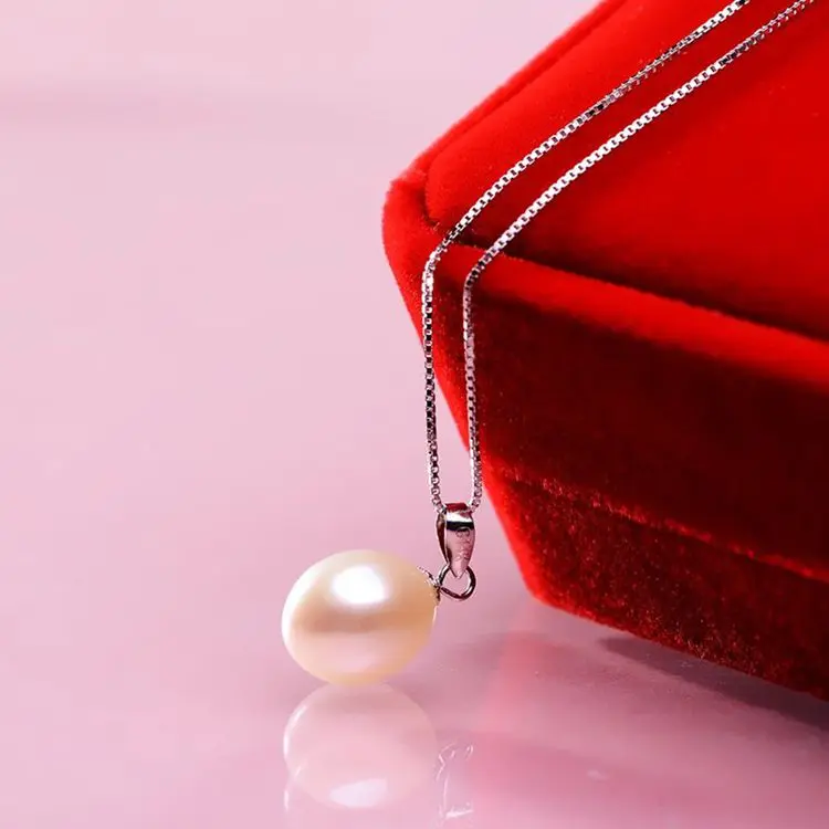 ASHIQI ожерелья и подвески из натурального пресноводного жемчуга, серебро 925 пробы для женщин, 8-9 мм, жемчужные ювелирные изделия, подарок на день Святого Валентина
