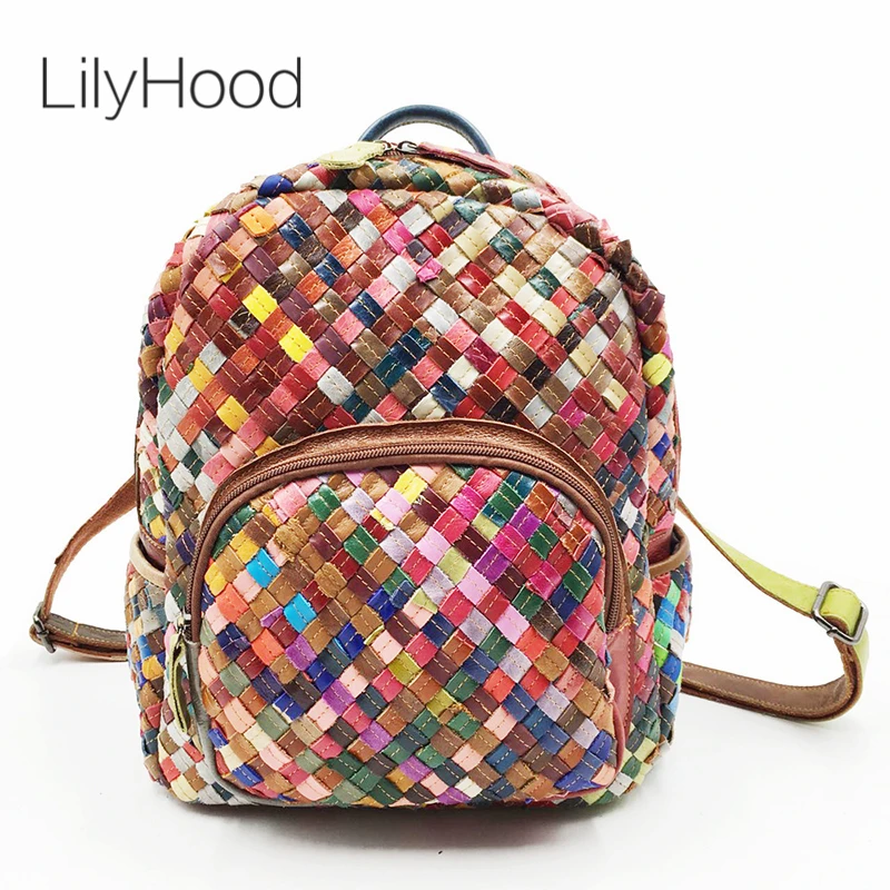 LilyHood, натуральная кожа, мини-рюкзак, женский, модный, Повседневный, элегантный, из овчины, женский, красочный, из кусков, маленький, милый рюкзак