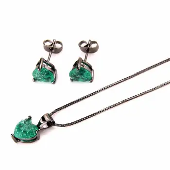 

Mini Heart Shaped Stud Earring And Pendant Necklace Jewelry Sets For Women Women's Multicolor Fashion Cubic Zirconia Jewelry Set