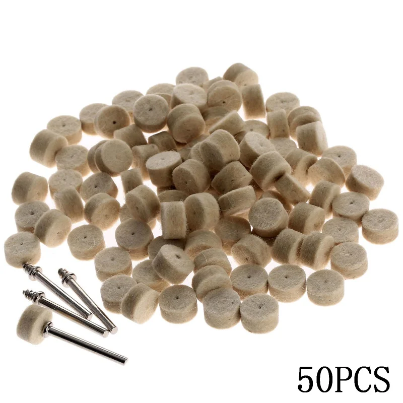 

50Pcs Wool Felt Polishing Buffing Wheel Grinding Polishing Pad+2Pcs 3.2 mm Shanks for Dremel Rotary Tool Dremel Accessories